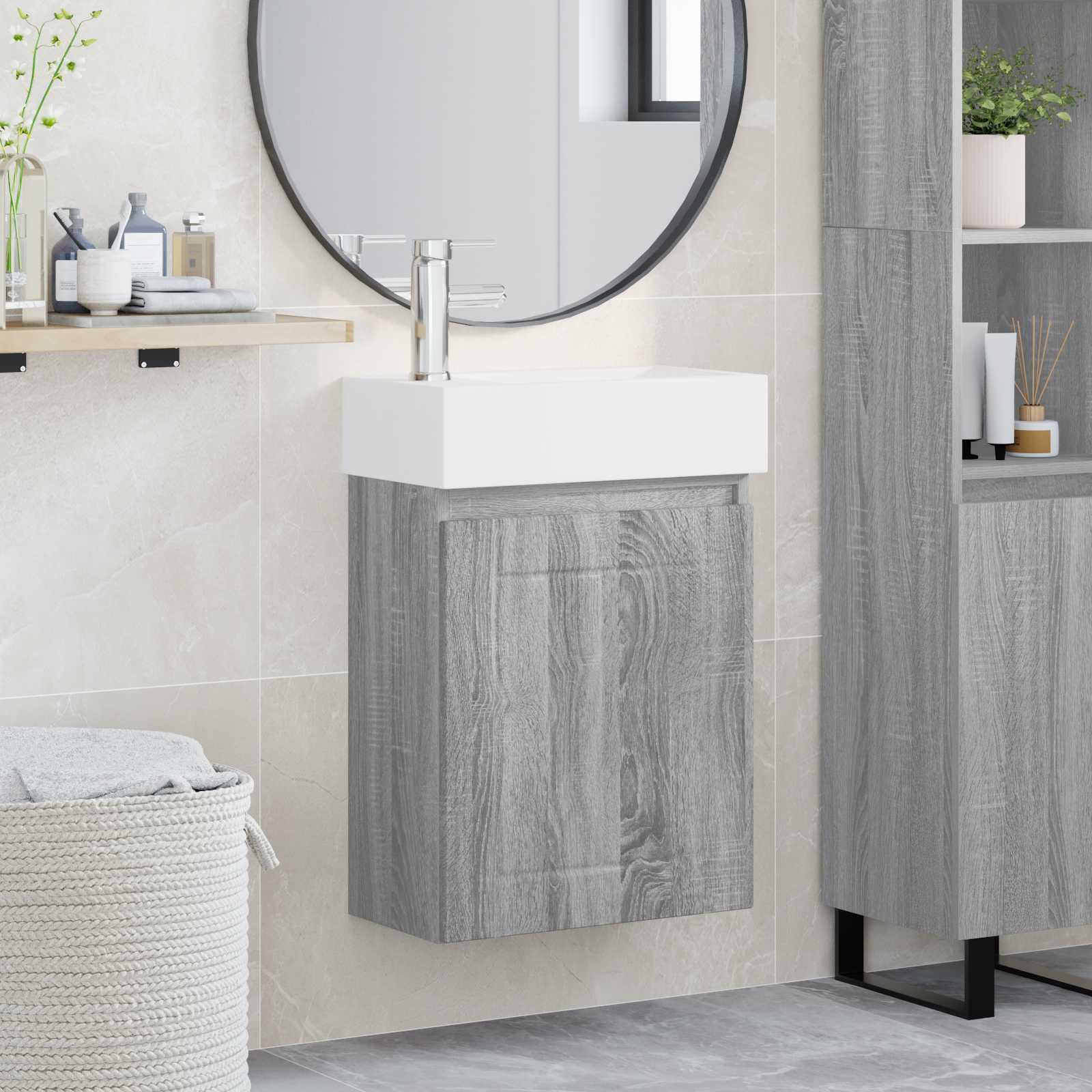 vidaXL Badkamermeubel met kraan Wit 45,5 x 25,5 x 84 cm