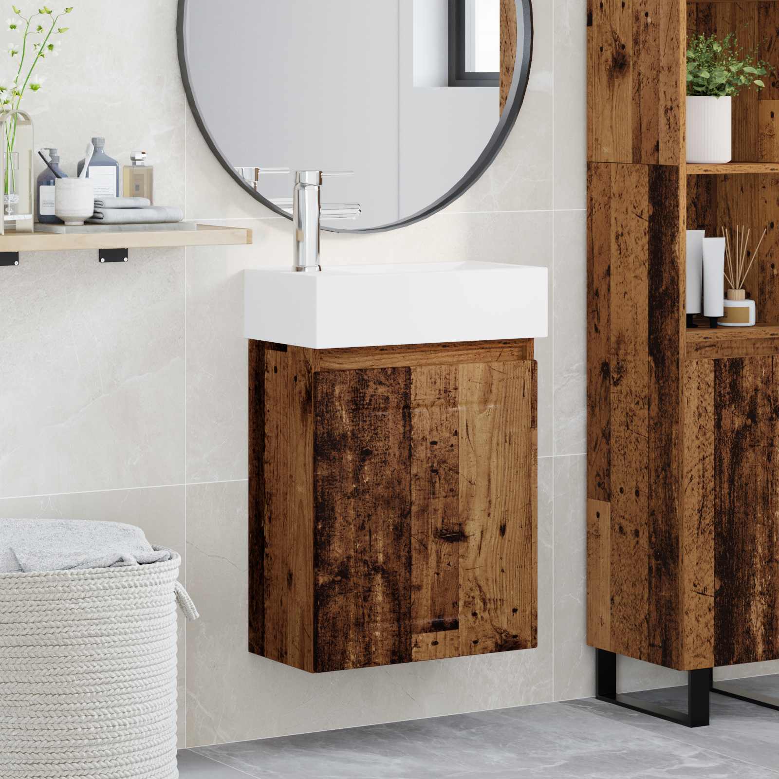 vidaXL Badkamermeubel met kraan Wit 45,5 x 25,5 x 84 cm