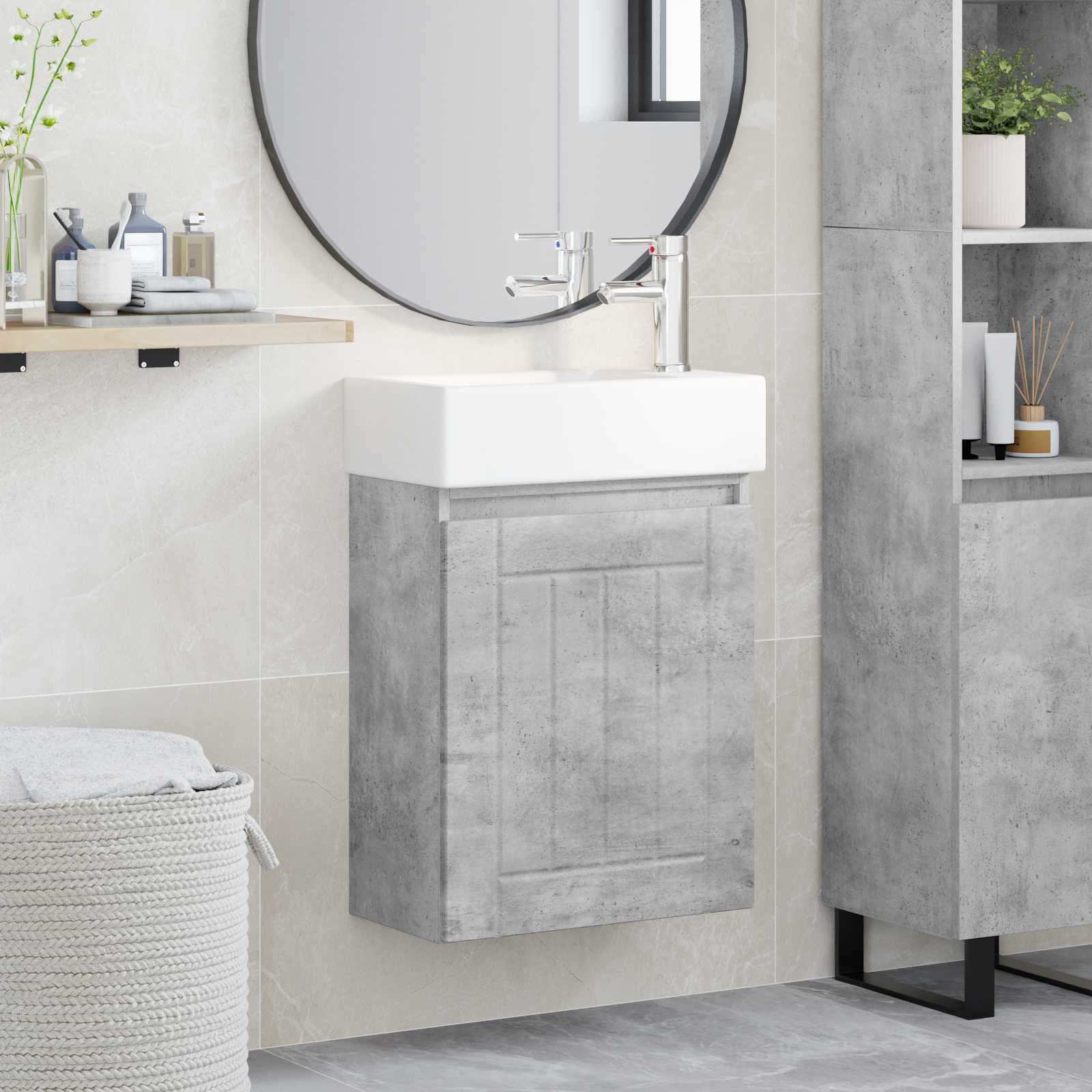 vidaXL Badkamermeubel met kraan Wit 45,5 x 25,5 x 84 cm