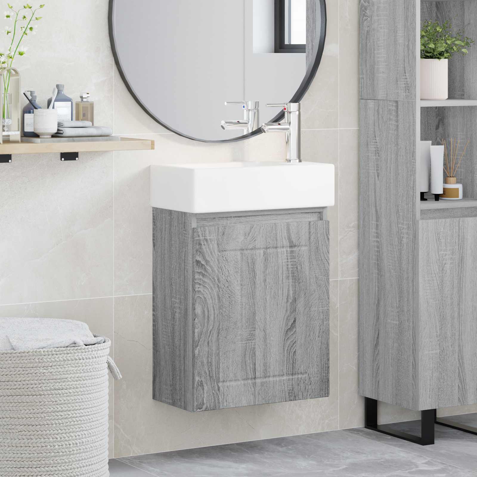 vidaXL Badkamermeubel met kraan Wit 45,5 x 25,5 x 84 cm