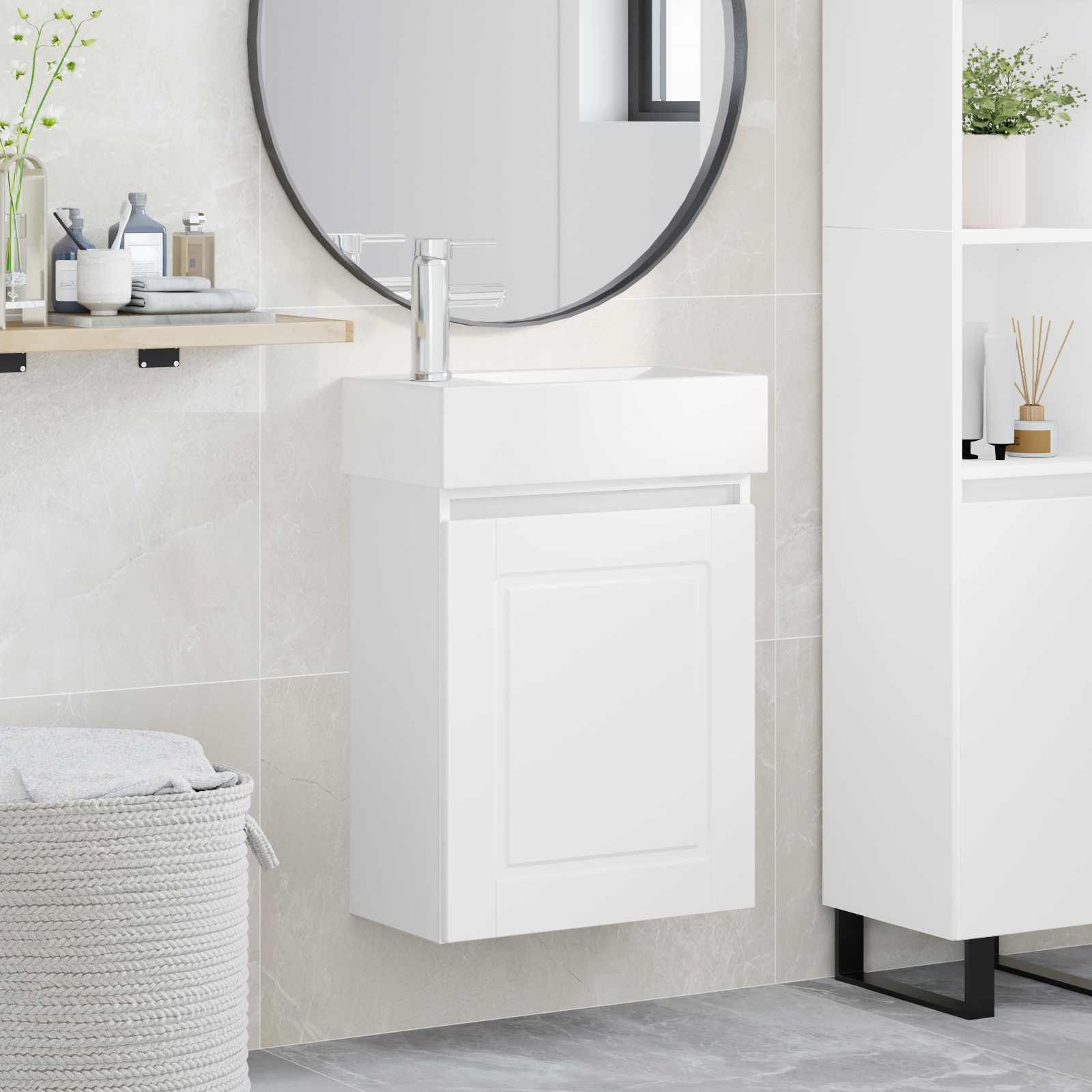 vidaXL Badkamermeubel met kraan Wit 45,5 x 22,5 x 84 cm