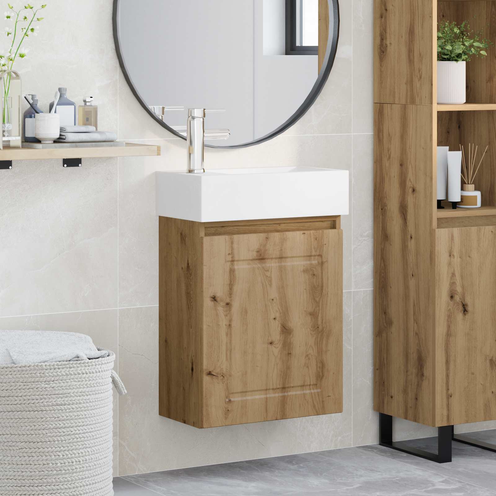 vidaXL Badkamermeubel met kraan Wit 45,5 x 22,5 x 84 cm