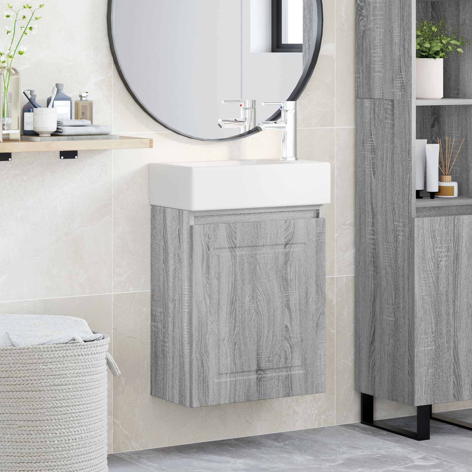 vidaXL Badkamermeubel met kraan Wit 45,5 x 22,5 x 84 cm