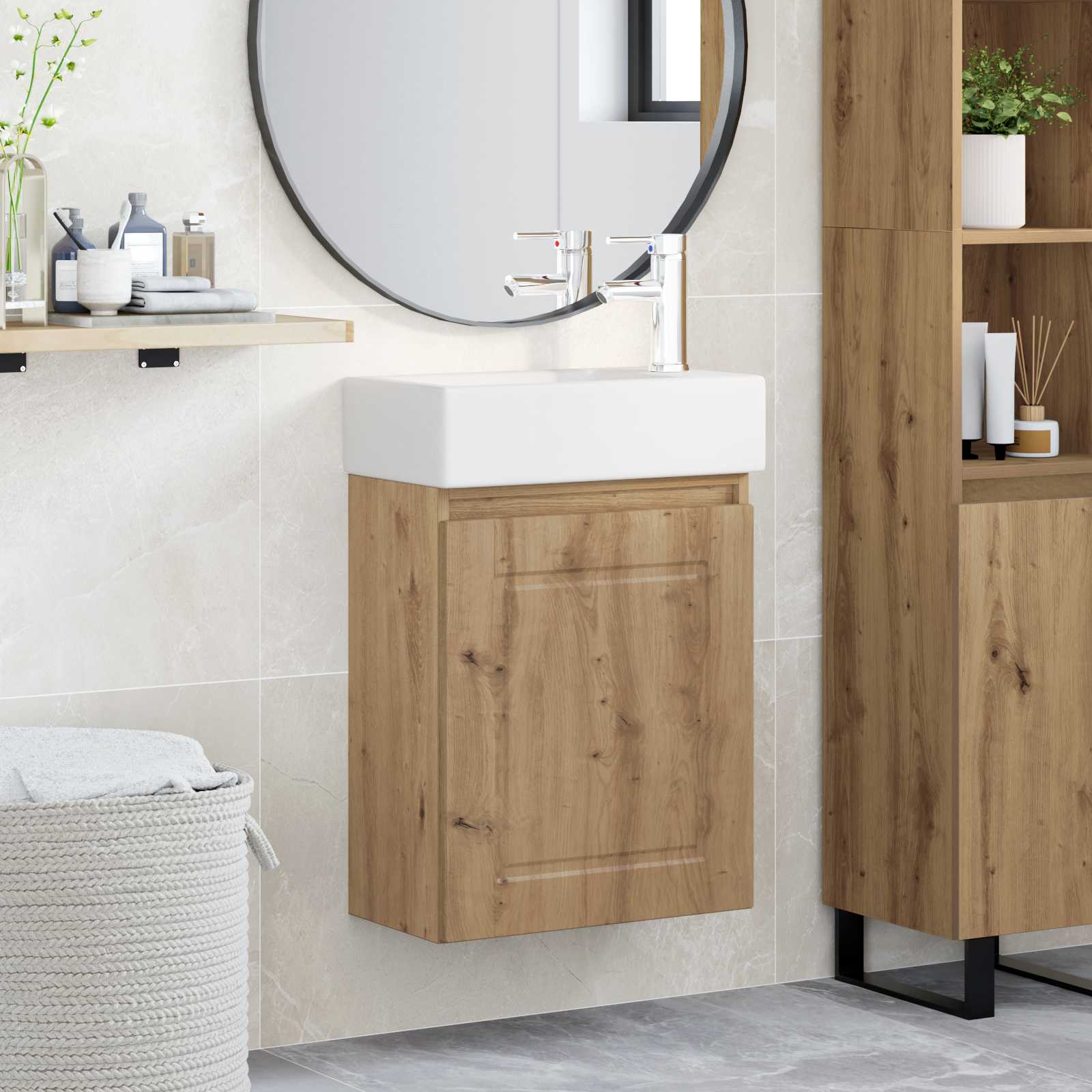 vidaXL Badkamermeubel met kraan Wit 45,5 x 22,5 x 84 cm