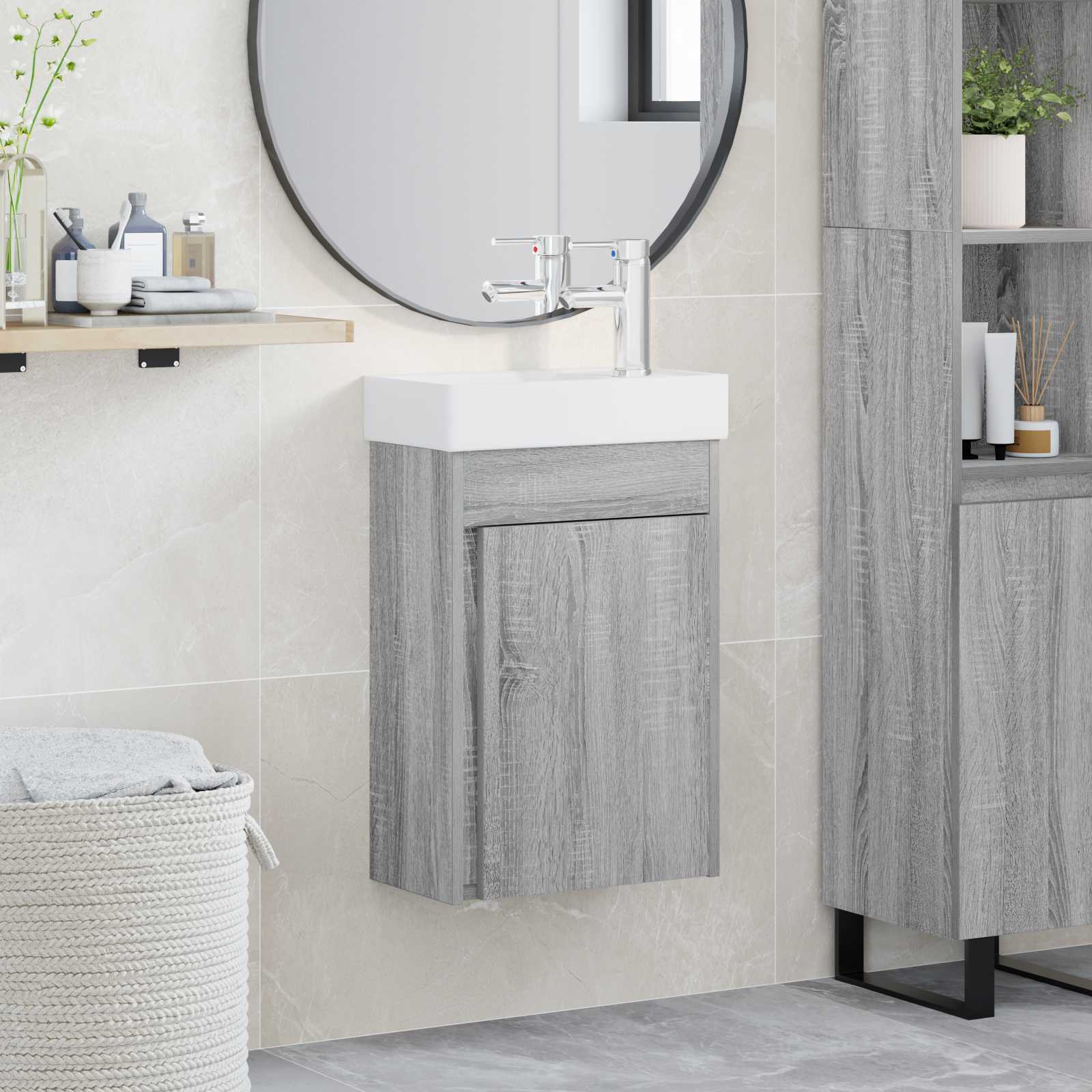 vidaXL Badkamerkast met wastafel Artisan eik 40,5 x 22,5 x 62 cm