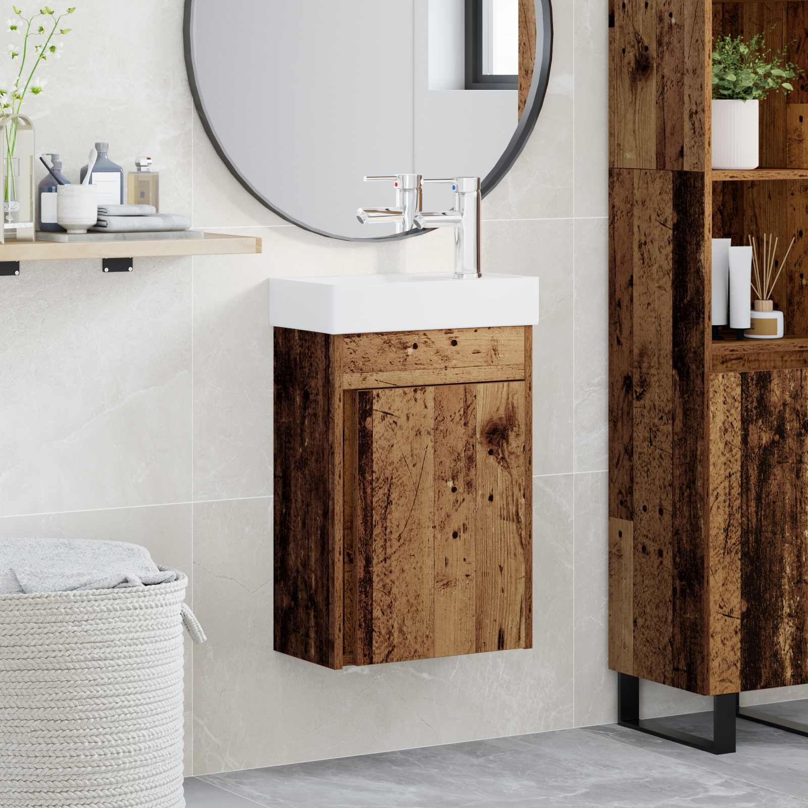 vidaXL Badkamerkast met wastafel Artisan eik 40,5 x 22,5 x 62 cm