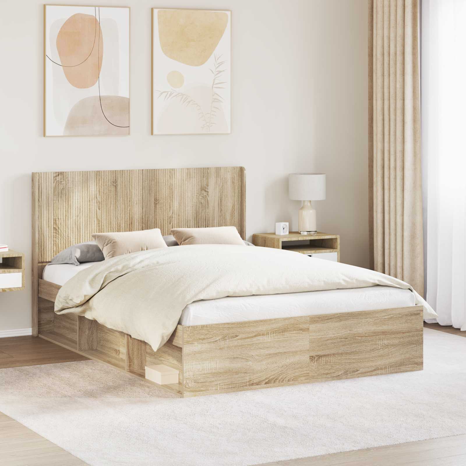 vidaXL Hoofdbord Wit Bewerkt hout