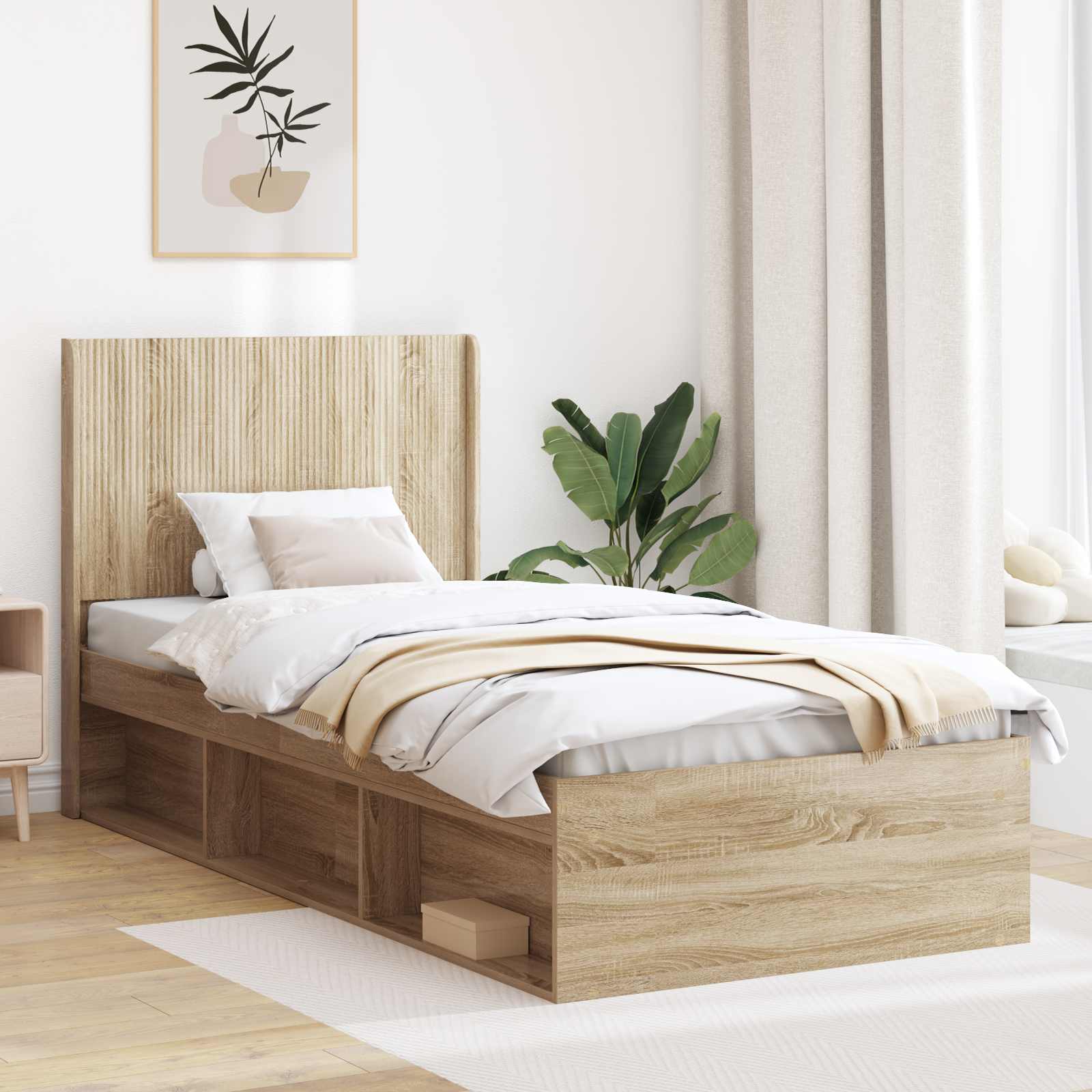 vidaXL Hoofdbord Wit Bewerkt hout