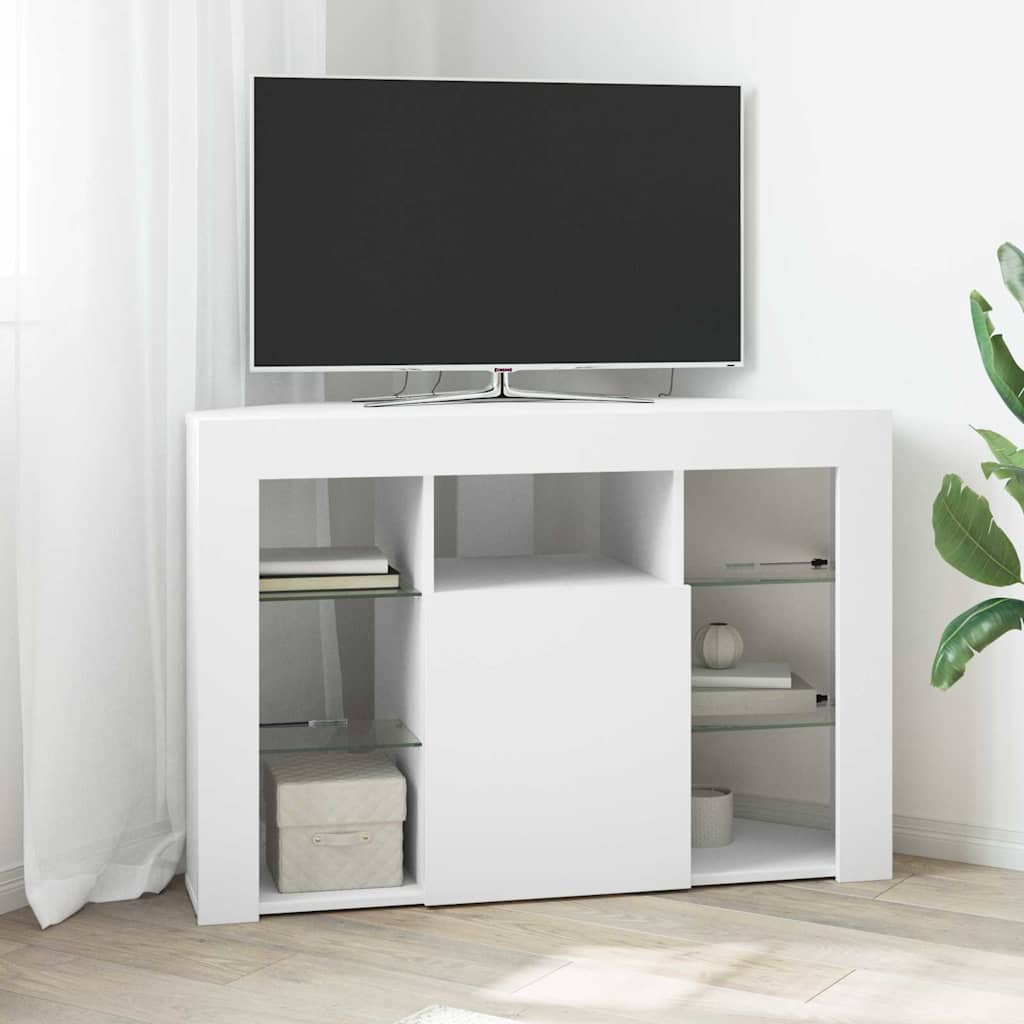 vidaXL Hoek LED TV Kast Wandgemonteerd Wit 100x40x68cm Bewerkt hout