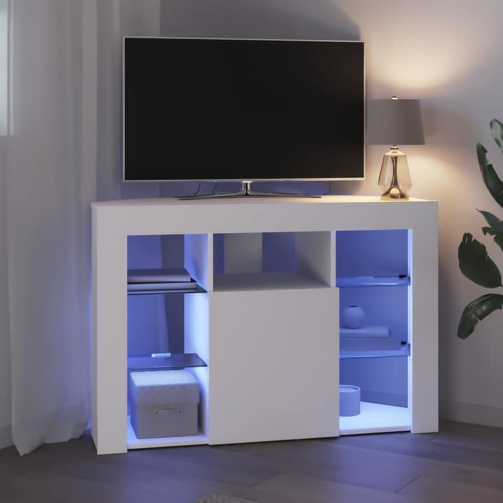 vidaXL Hoek LED TV Kast Wandgemonteerd Wit 100x40x68cm Bewerkt hout