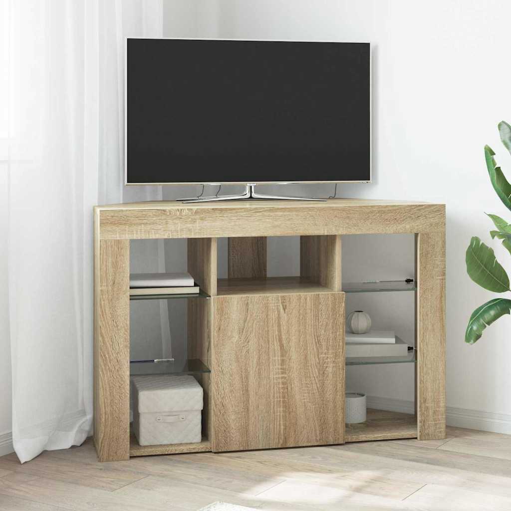 vidaXL Hoek LED TV Kast Wandgemonteerd Wit 100x40x68cm Bewerkt hout