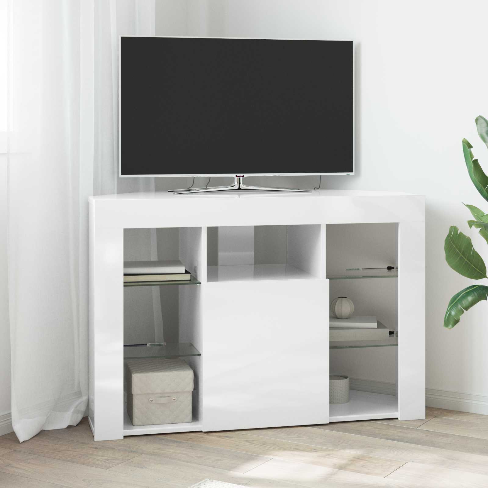 vidaXL Hoek LED TV Kast Wandgemonteerd Wit 100x40x68cm Bewerkt hout