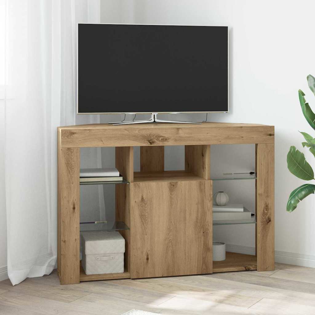 vidaXL Hoek LED TV Kast Wandgemonteerd Wit 100x40x68cm Bewerkt hout