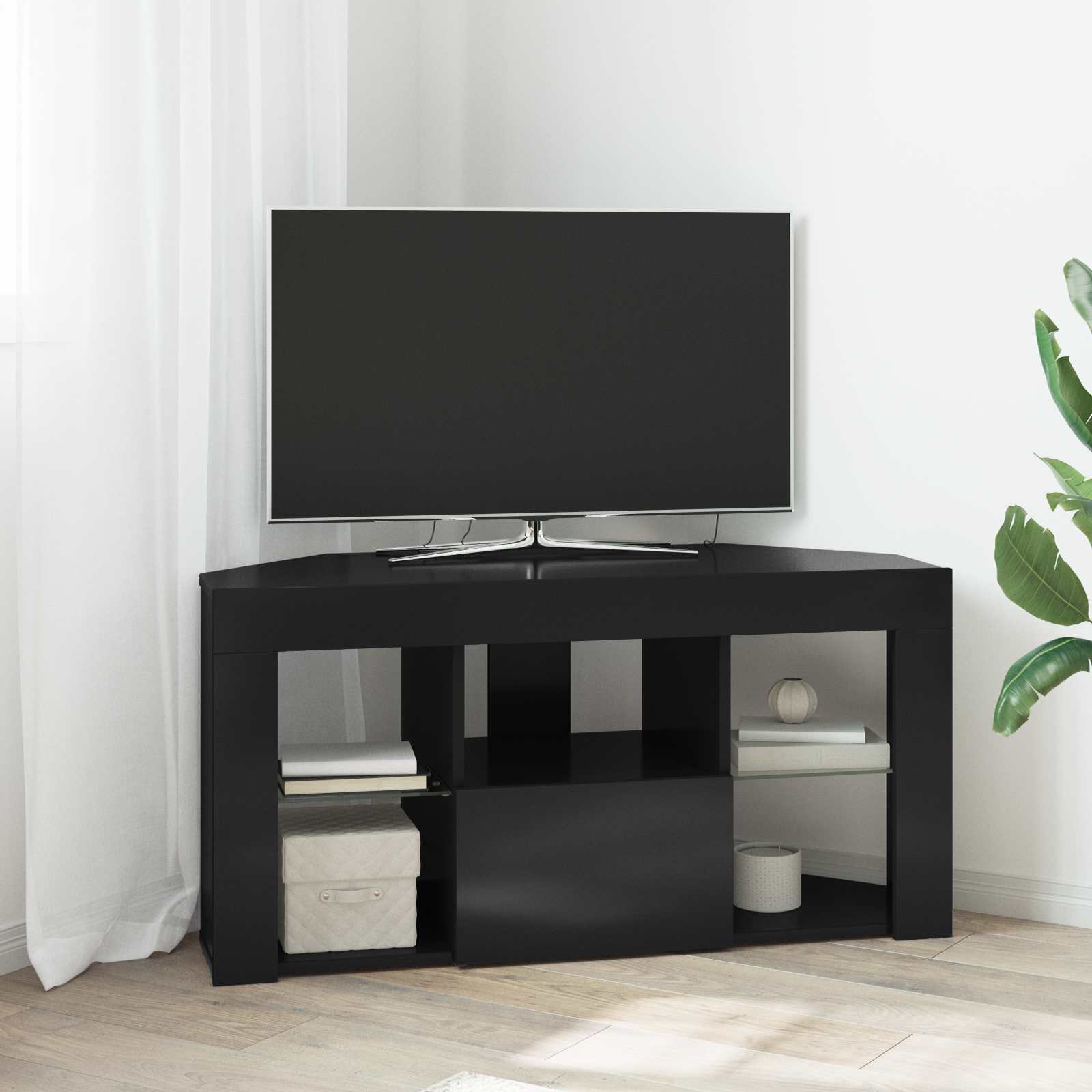 vidaXL Hoek LED TV Kast Wandgemonteerd Wit 100x40x68cm Bewerkt hout