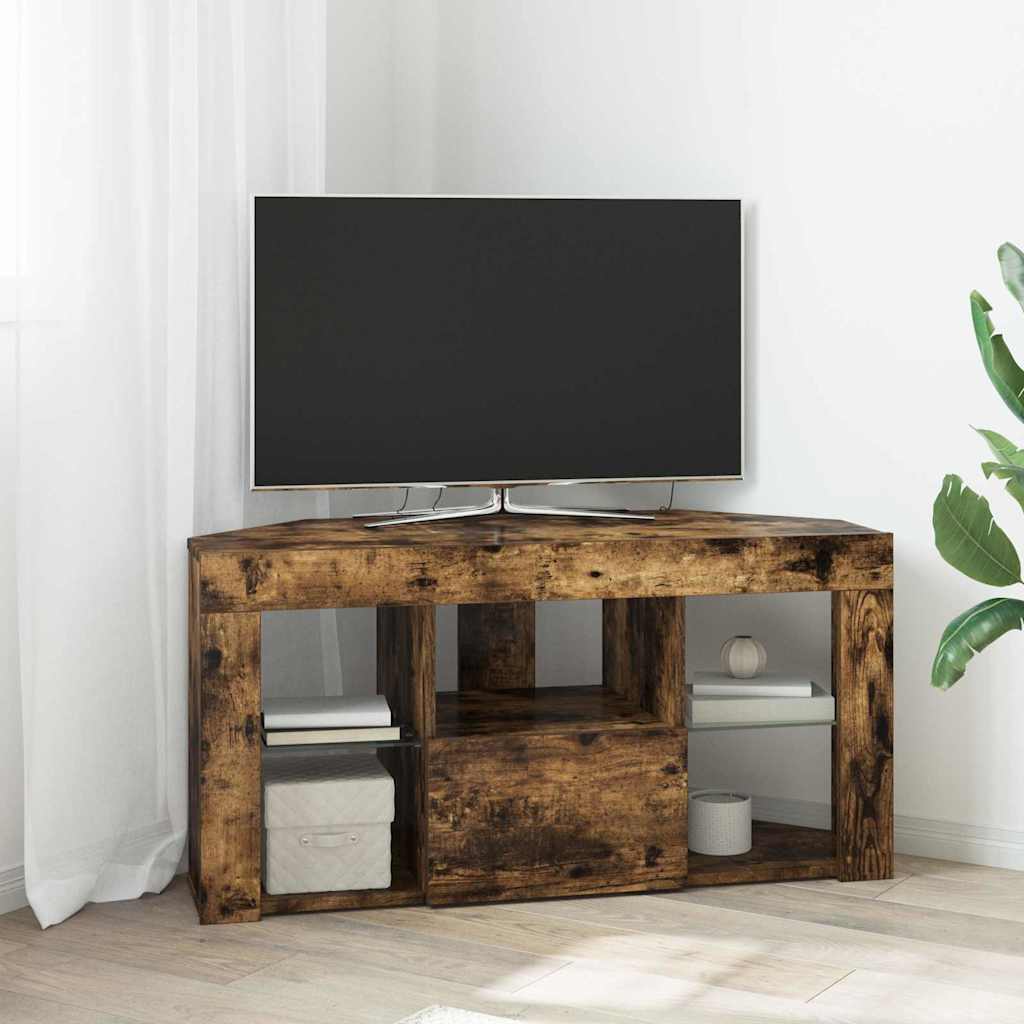 vidaXL Hoek LED TV Kast Wandgemonteerd Wit 100x40x68cm Bewerkt hout