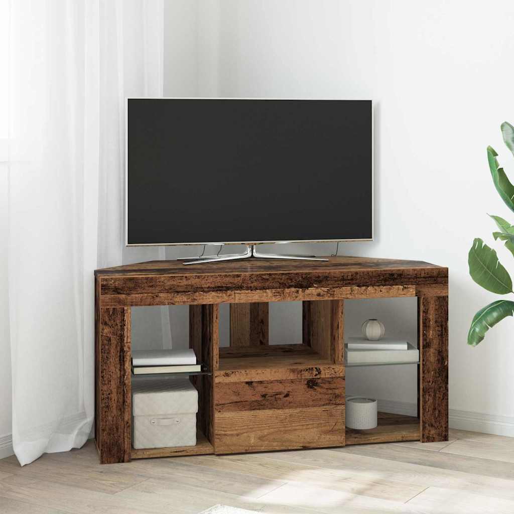 vidaXL Hoek LED TV Kast Wandgemonteerd Wit 100x40x68cm Bewerkt hout