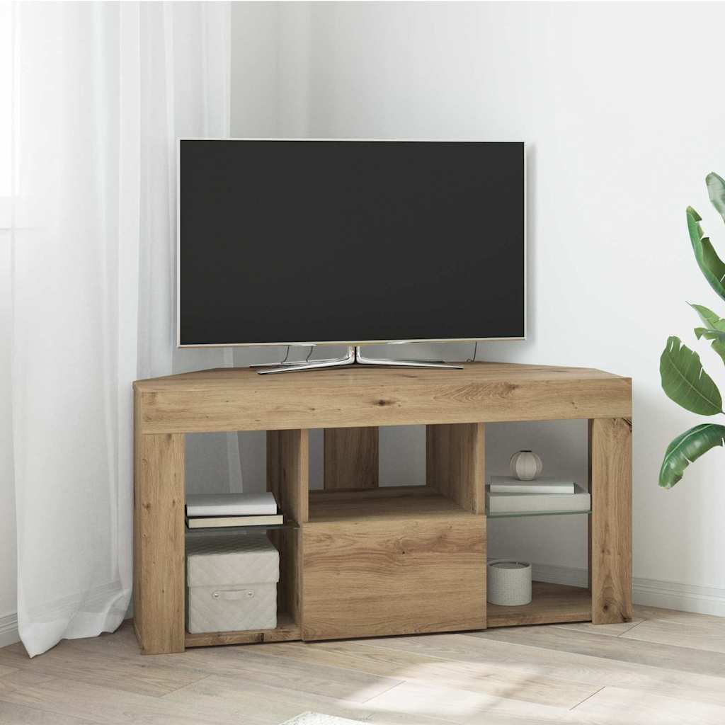 vidaXL Hoek LED TV Kast Wandgemonteerd Wit 100x40x68cm Bewerkt hout