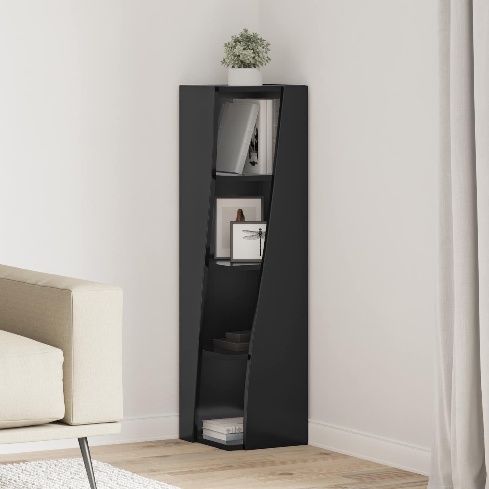 vidaXL Hoekkast Wit 25,5x25x102cm Bewerkt hout