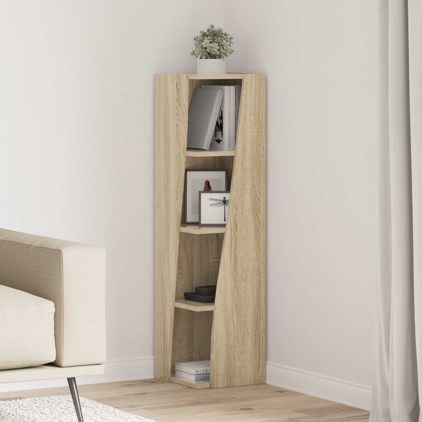 vidaXL Hoekkast Wit 25,5x25x102cm Bewerkt hout
