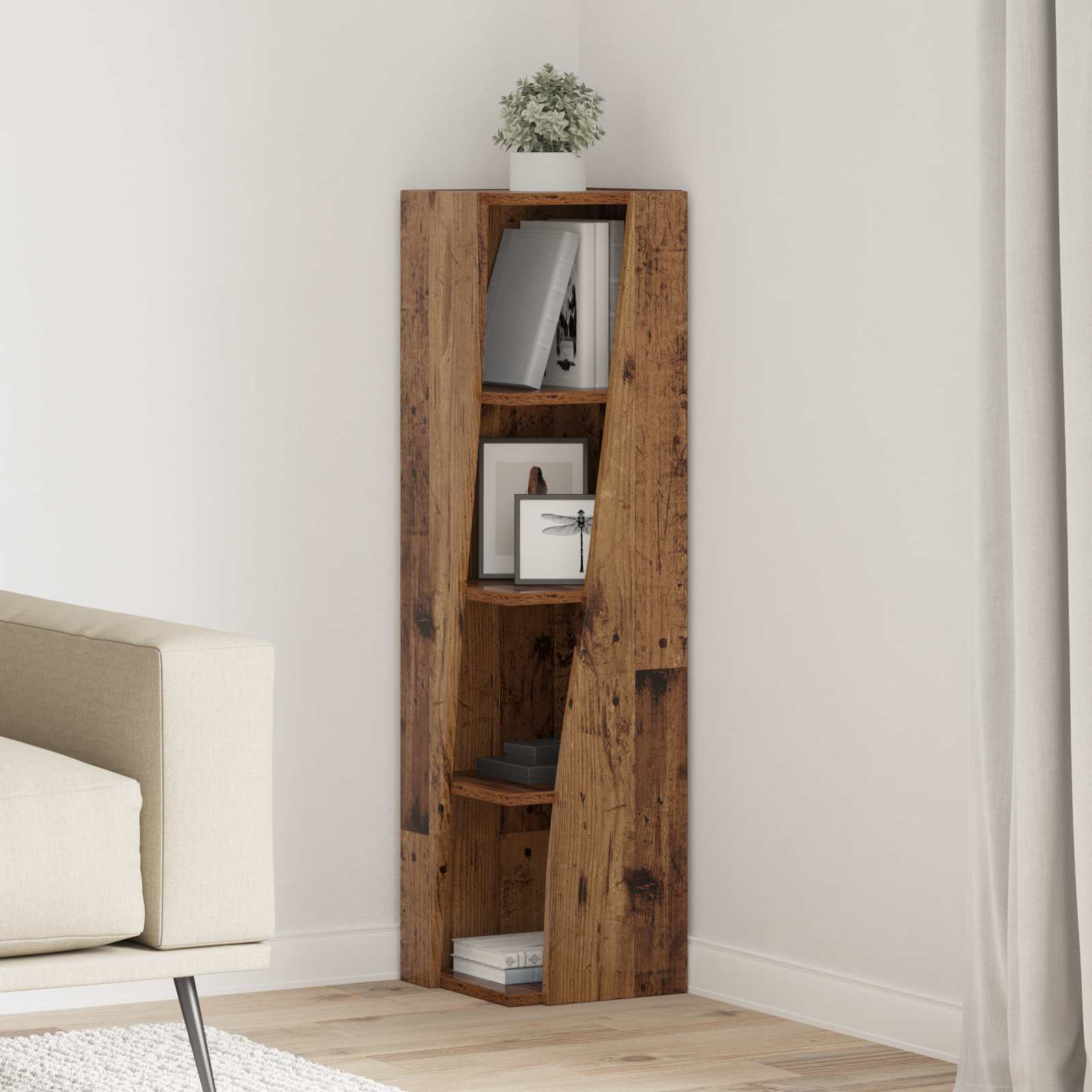 vidaXL Hoekkast Wit 25,5x25x102cm Bewerkt hout