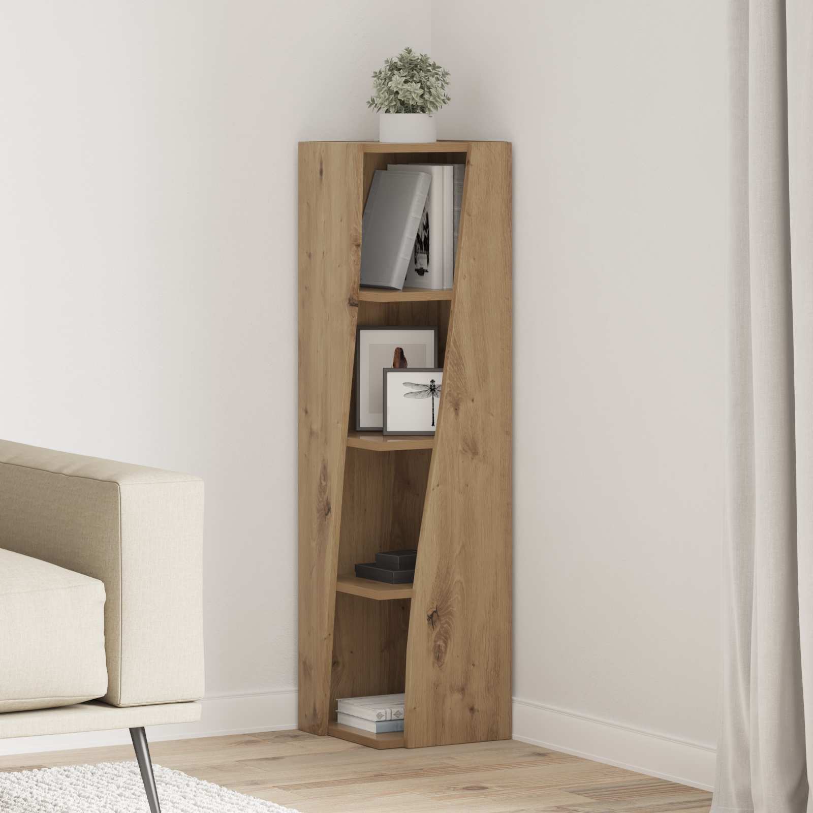 vidaXL Hoekkast Wit 25,5x25x102cm Bewerkt hout