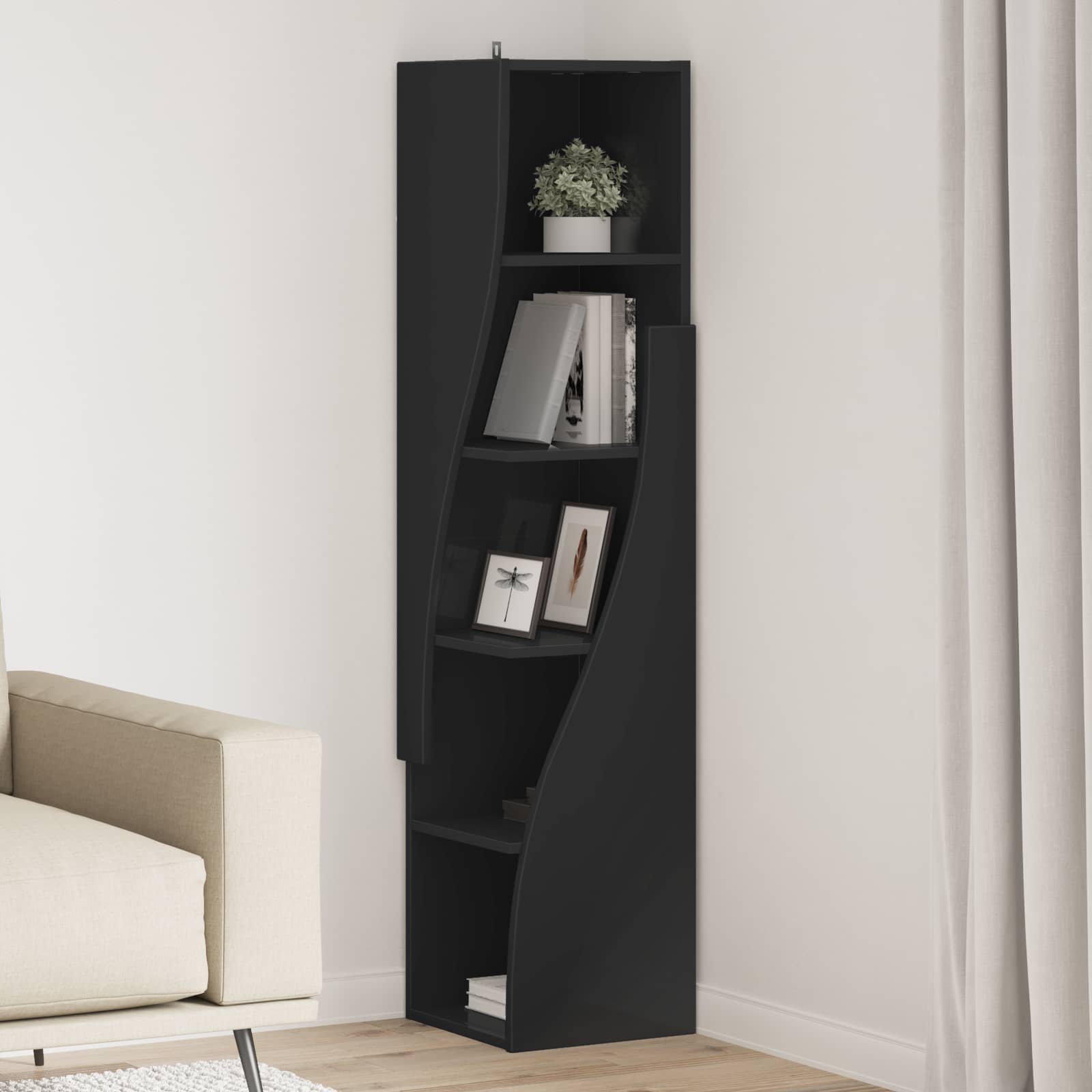 vidaXL Hoekkast Wit 25,5x25x102cm Bewerkt hout