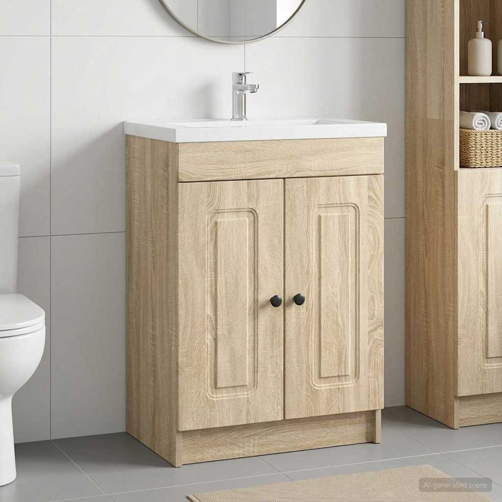 vidaXL Badkamer onder wastafel kast Wit 56 x 37,5 x 81 cm Bewerkt hout