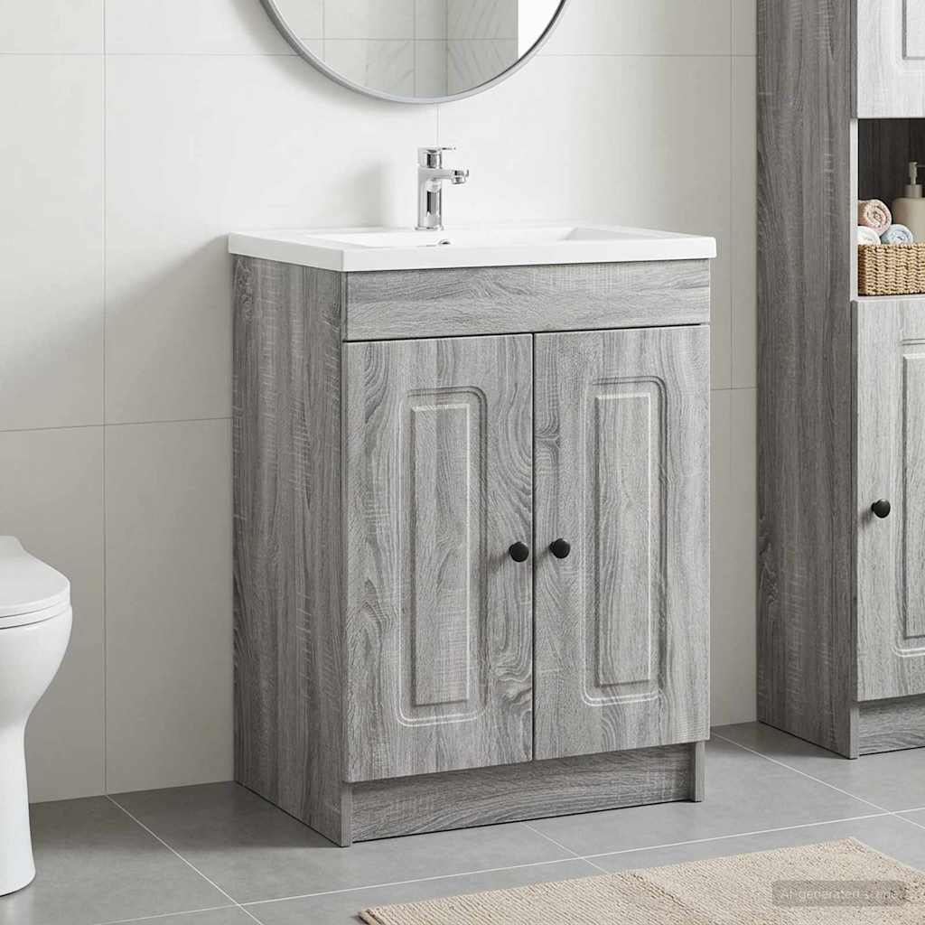 vidaXL Badkamer onder wastafel kast Wit 56 x 37,5 x 81 cm Bewerkt hout