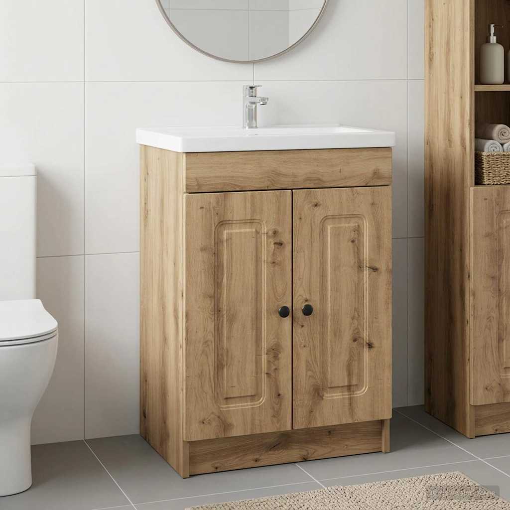 vidaXL Badkamer onder wastafel kast Wit 56 x 37,5 x 81 cm Bewerkt hout