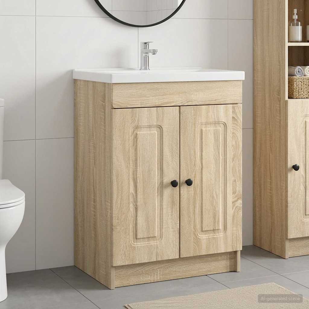vidaXL Badkamer onder wastafel kast Wit 56 x 37,5 x 81 cm Bewerkt hout