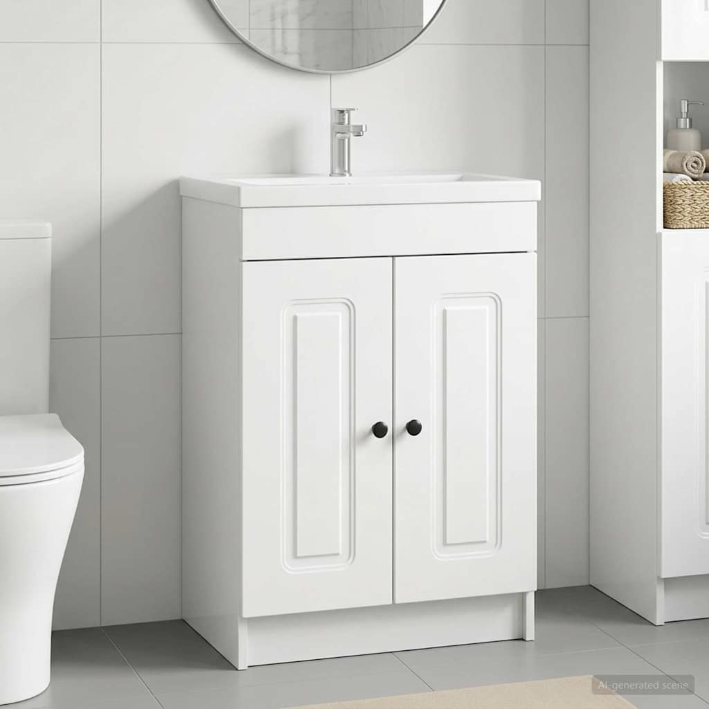 vidaXL Badkamer onder wastafel kast Wit 56 x 37,5 x 81 cm Bewerkt hout