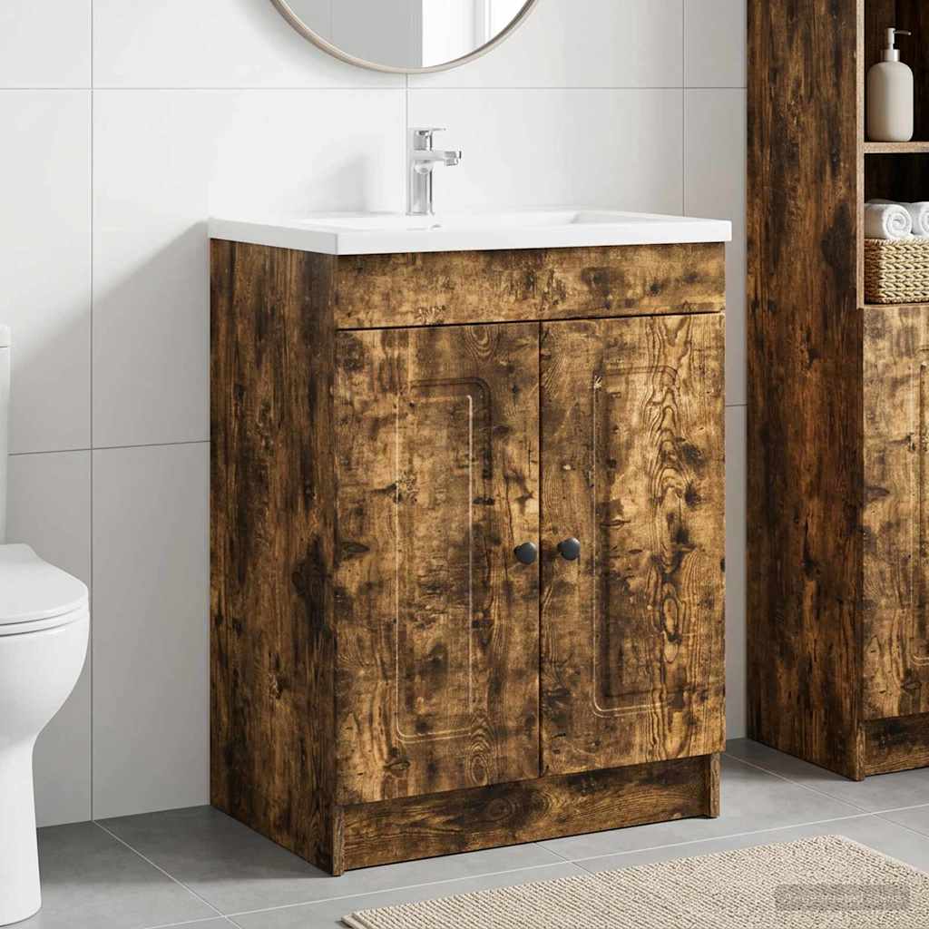 vidaXL Badkamer onder wastafel kast Wit 56 x 37,5 x 81 cm Bewerkt hout