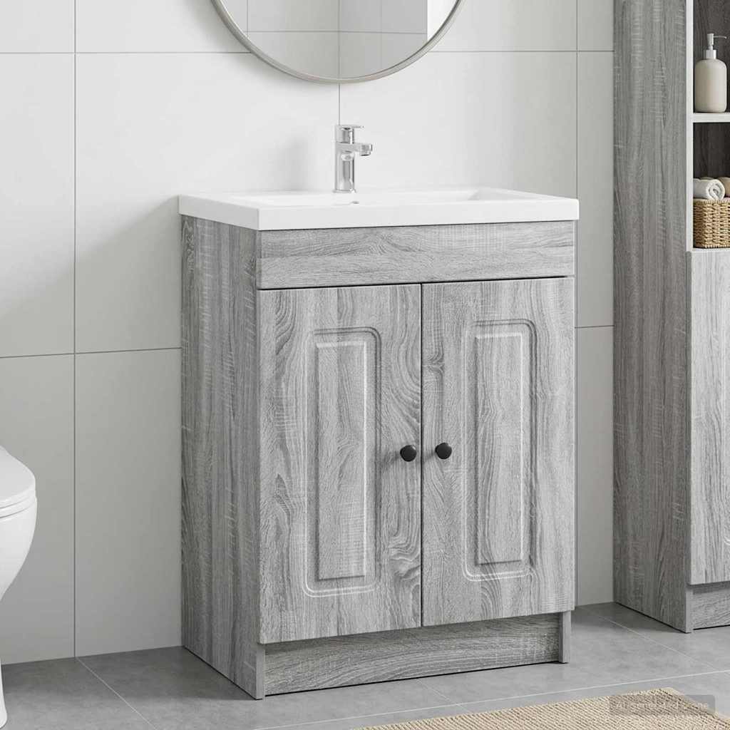 vidaXL Badkamer onder wastafel kast Wit 56 x 37,5 x 81 cm Bewerkt hout