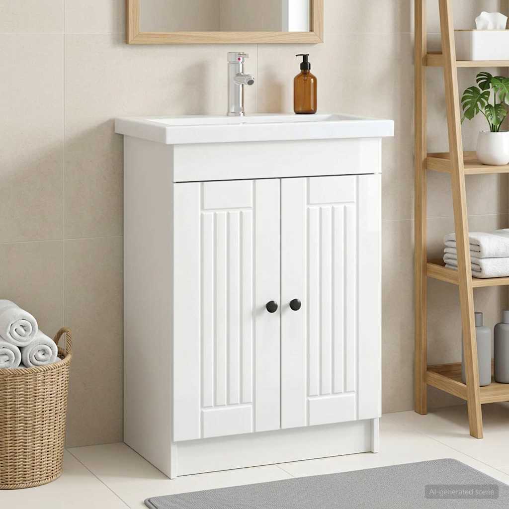 vidaXL Badkamer onder wastafel kast Wit 56 x 37,5 x 81 cm Bewerkt hout