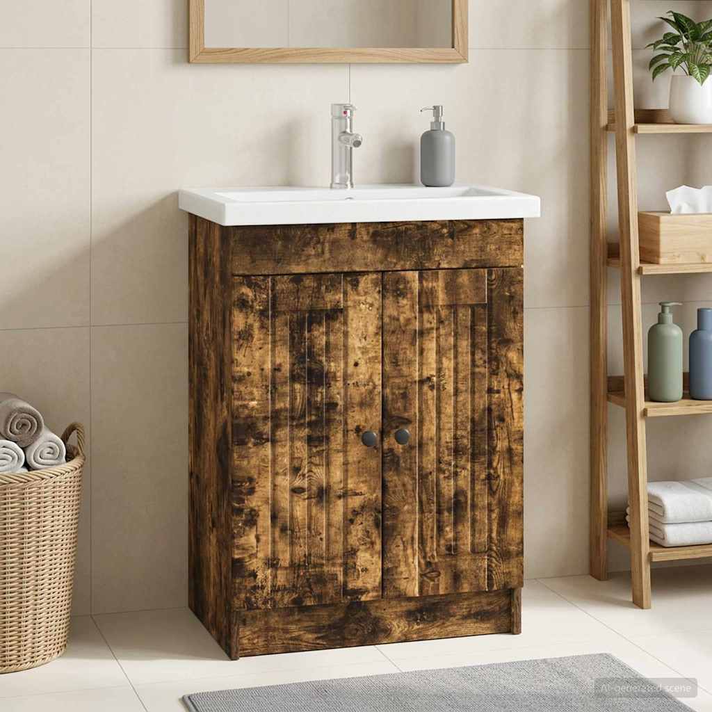 vidaXL Badkamer onder wastafel kast Wit 56 x 37,5 x 81 cm Bewerkt hout