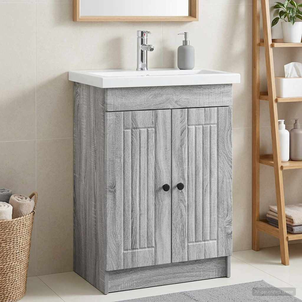 vidaXL Badkamer onder wastafel kast Wit 56 x 37,5 x 81 cm Bewerkt hout