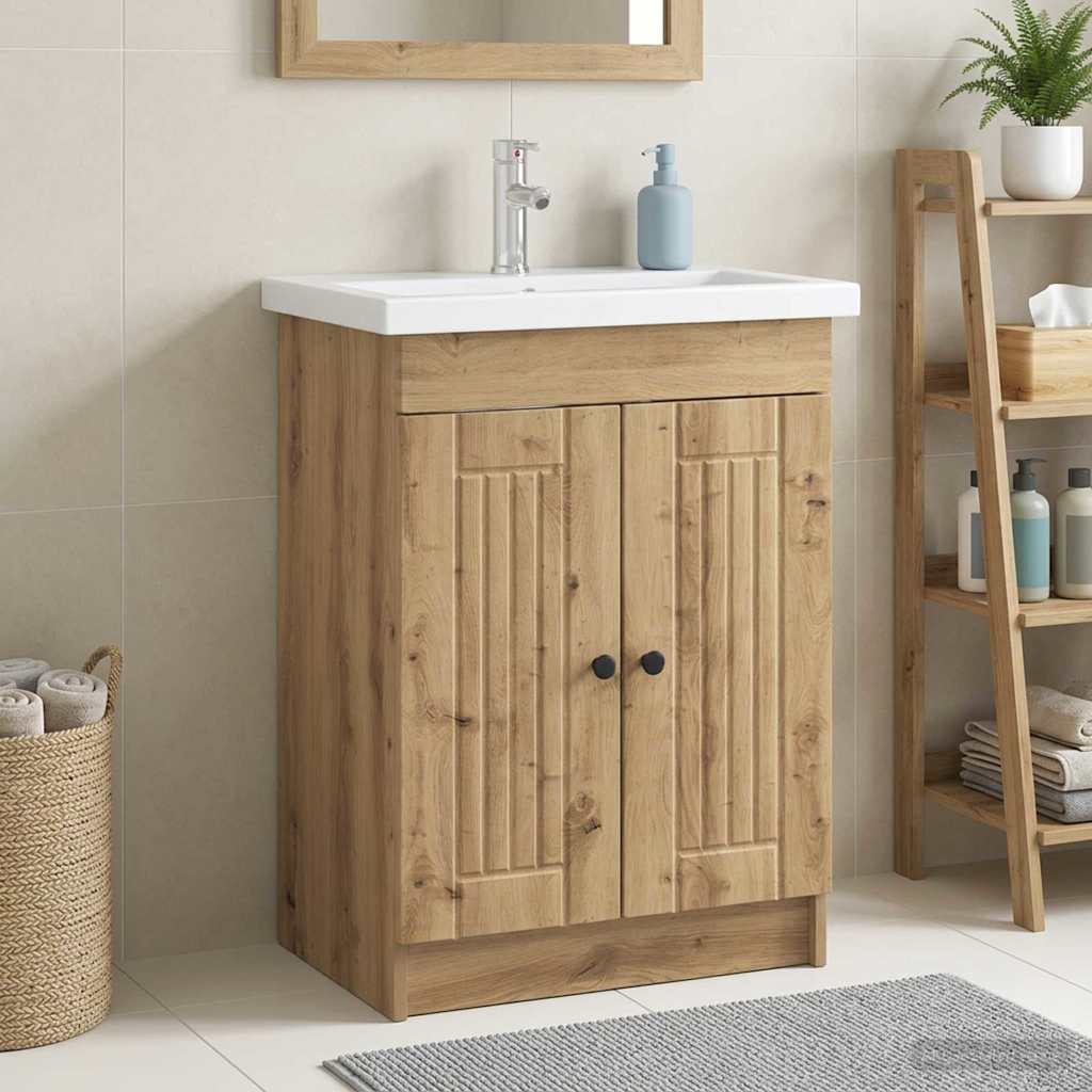 vidaXL Badkamer onder wastafel kast Wit 56 x 37,5 x 81 cm Bewerkt hout