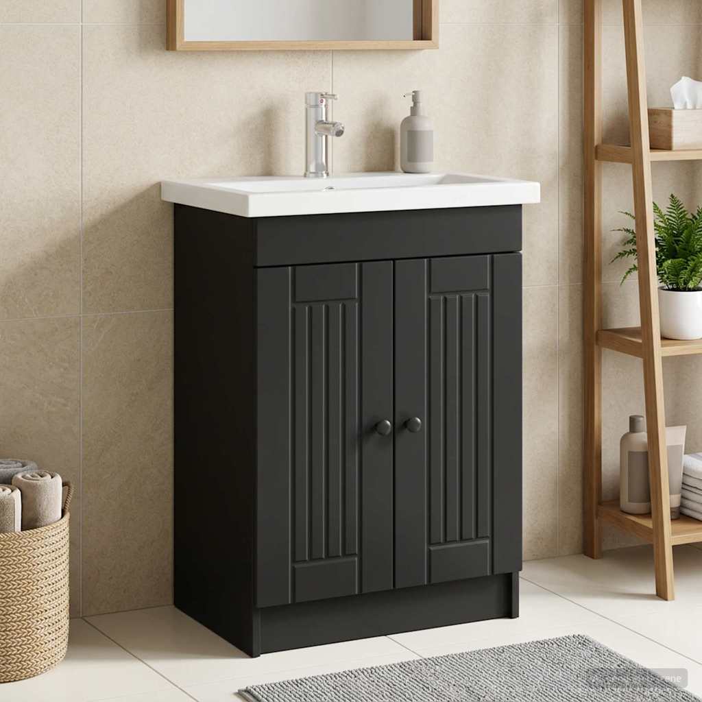 vidaXL Badkamer onder wastafel kast Wit 56 x 37,5 x 81 cm Bewerkt hout