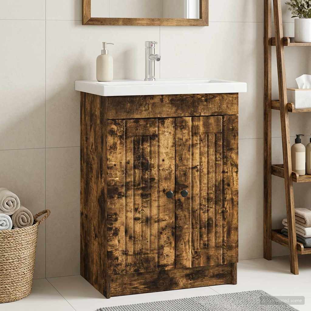 vidaXL Badkamer onder wastafel kast Wit 56 x 37,5 x 81 cm Bewerkt hout