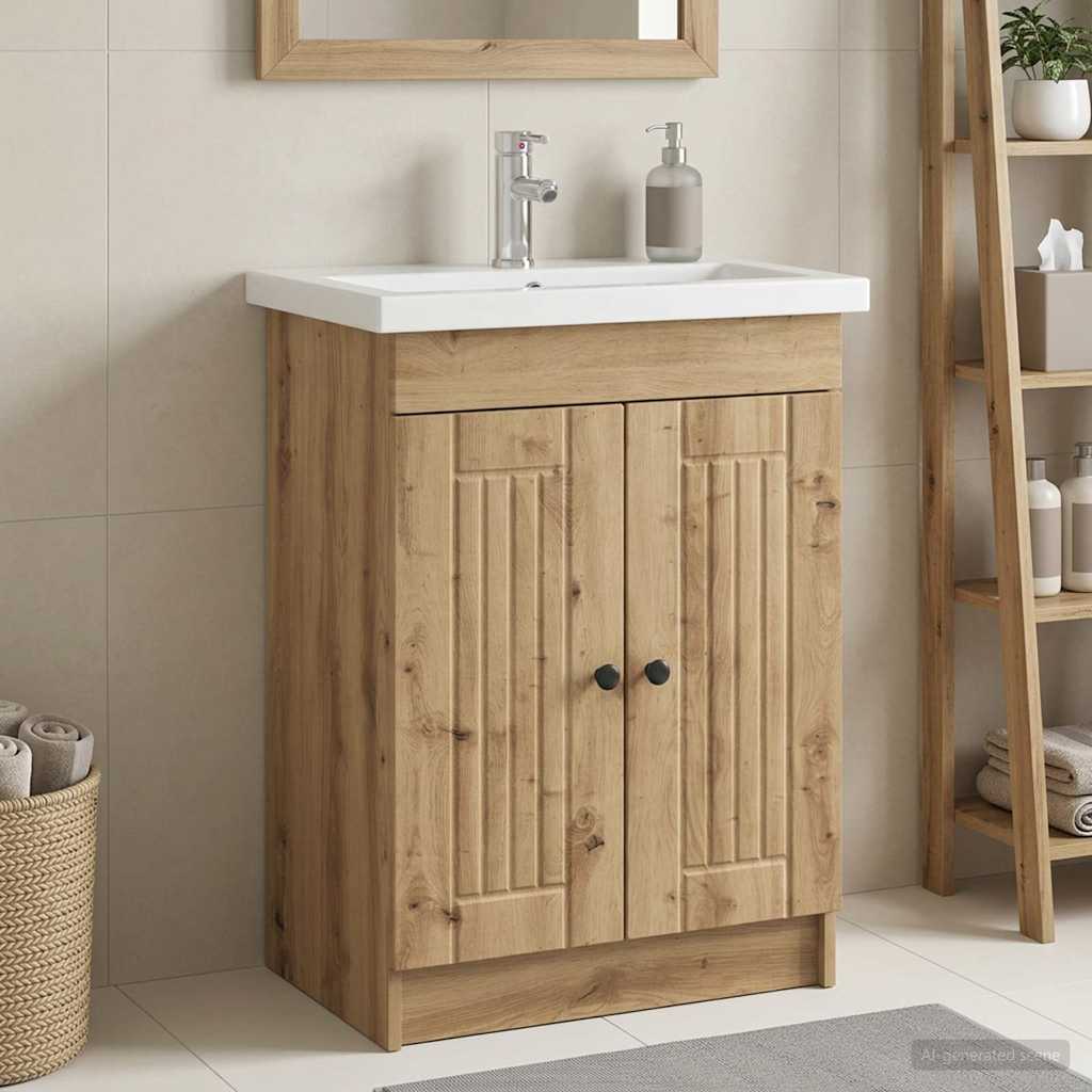 vidaXL Badkamer onder wastafel kast Wit 56 x 37,5 x 81 cm Bewerkt hout