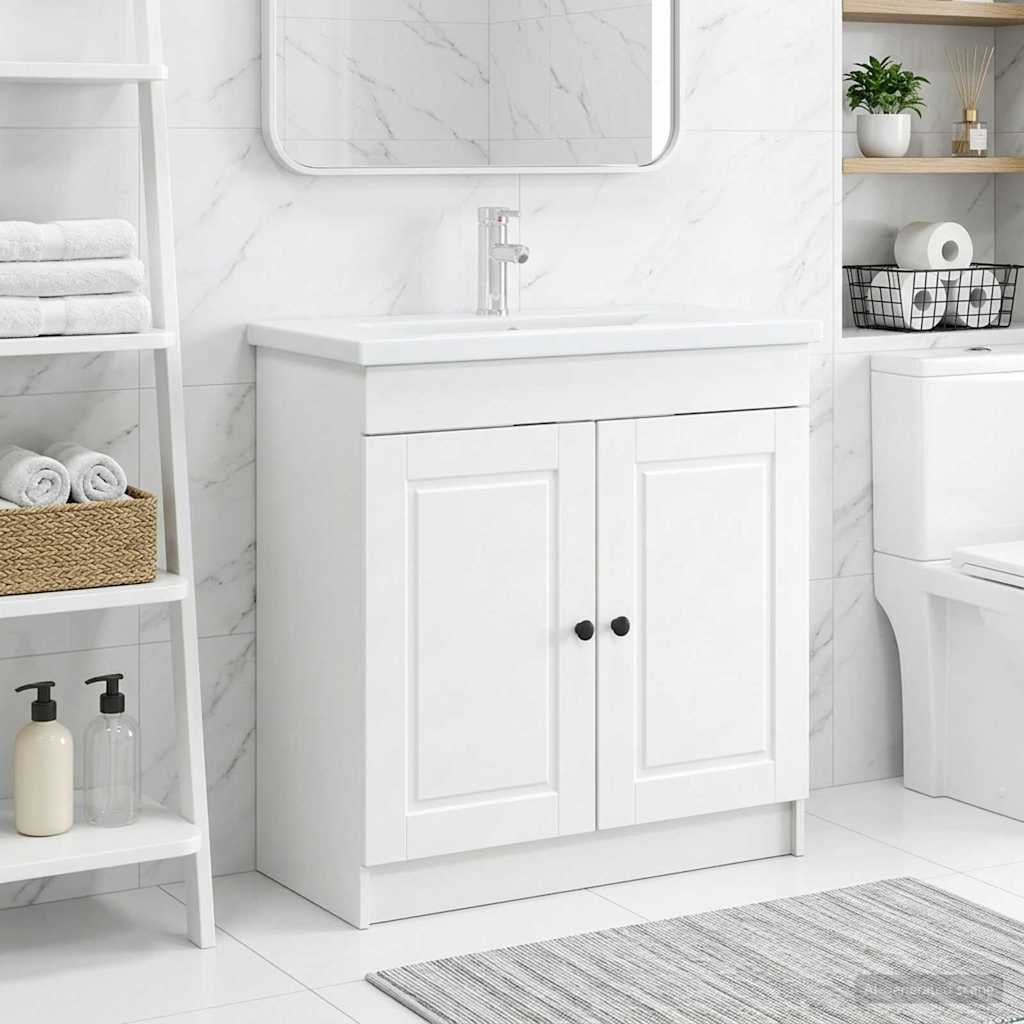 vidaXL Badkamer onder wastafel kast Wit 56 x 37,5 x 81 cm Bewerkt hout