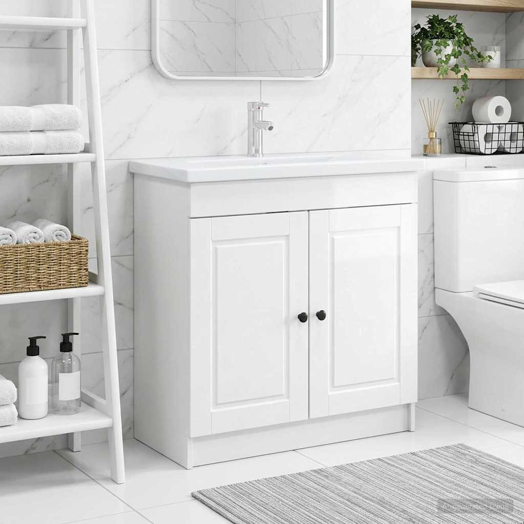 vidaXL Badkamer onder wastafel kast Wit 56 x 37,5 x 81 cm Bewerkt hout
