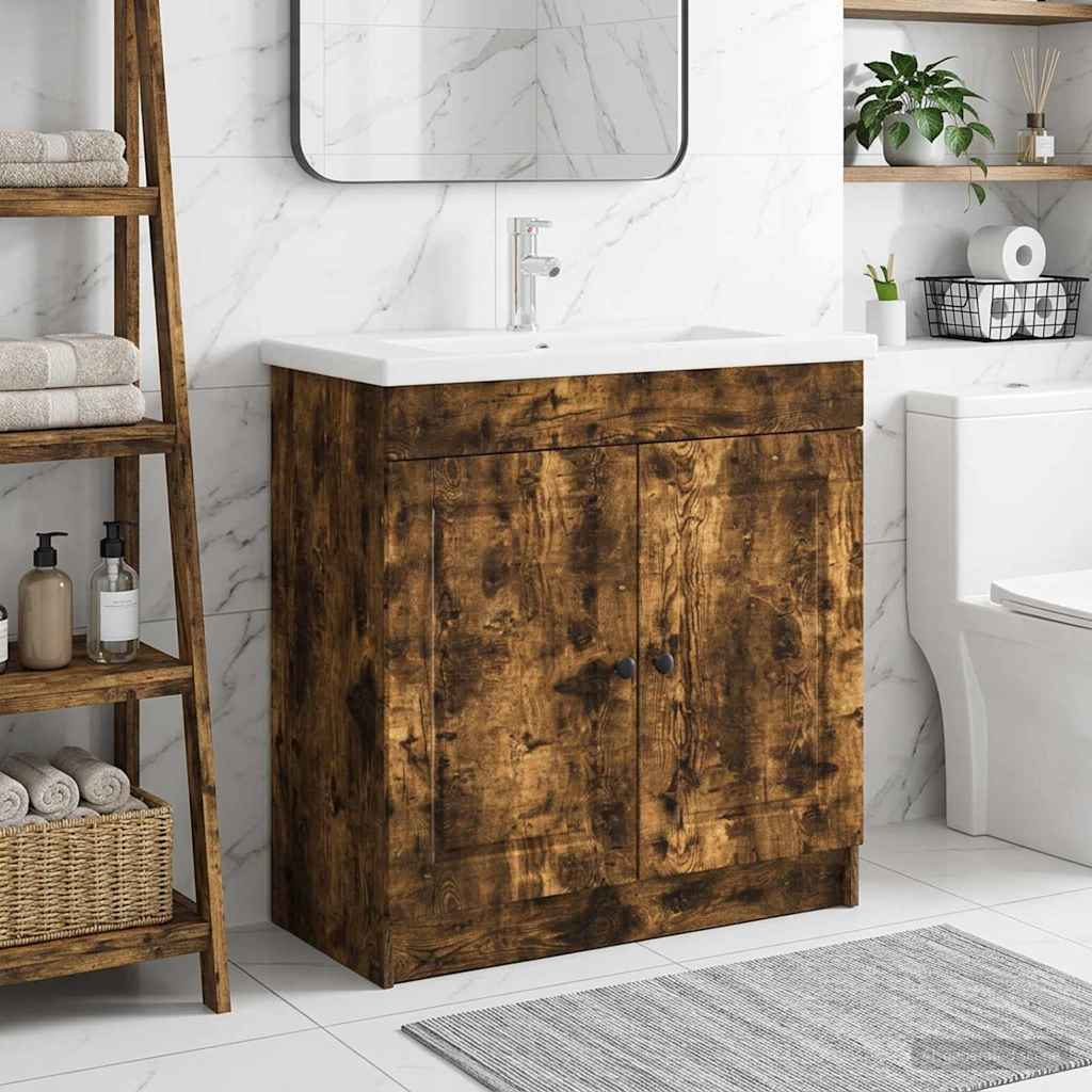 vidaXL Badkamer onder wastafel kast Wit 56 x 37,5 x 81 cm Bewerkt hout
