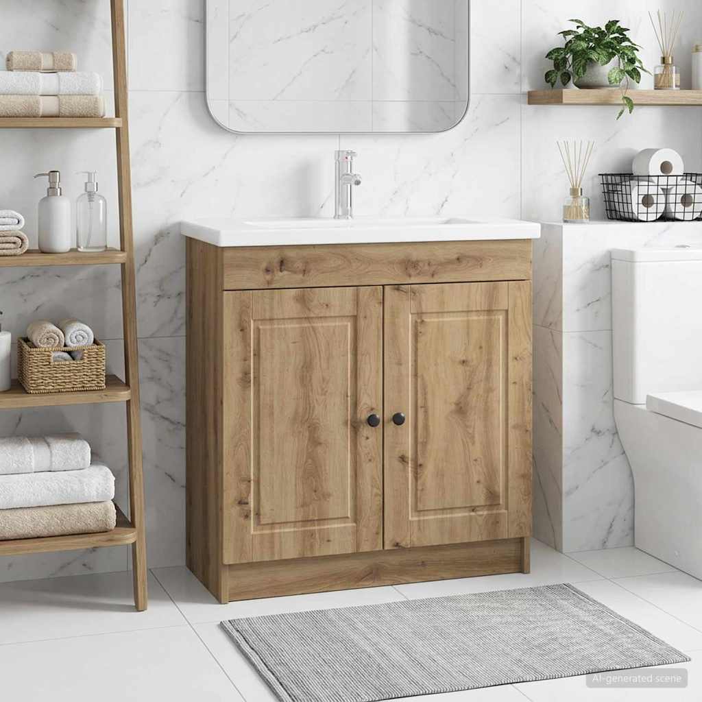 vidaXL Badkamer onder wastafel kast Wit 56 x 37,5 x 81 cm Bewerkt hout