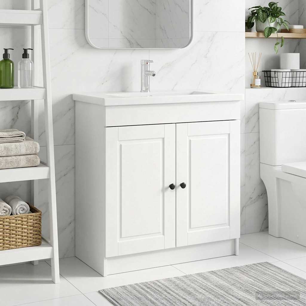 vidaXL Badkamer onder wastafel kast Wit 56 x 37,5 x 81 cm Bewerkt hout