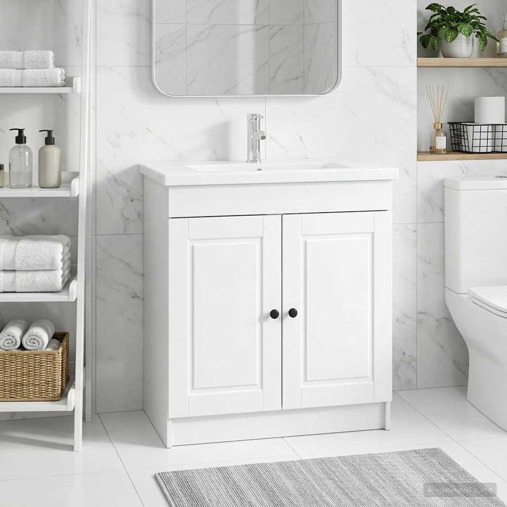 vidaXL Badkamer onder wastafel kast Wit 56 x 37,5 x 81 cm Bewerkt hout