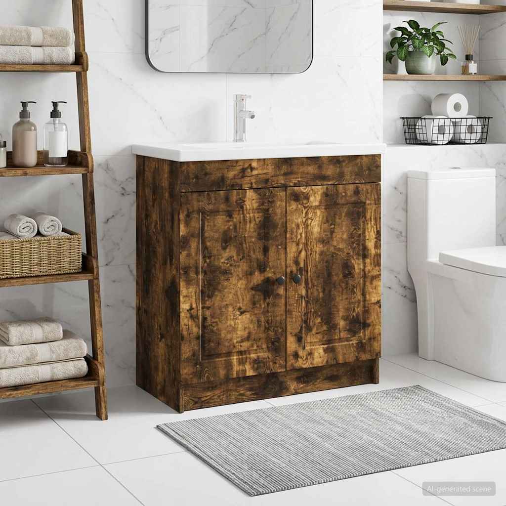vidaXL Badkamer onder wastafel kast Wit 56 x 37,5 x 81 cm Bewerkt hout