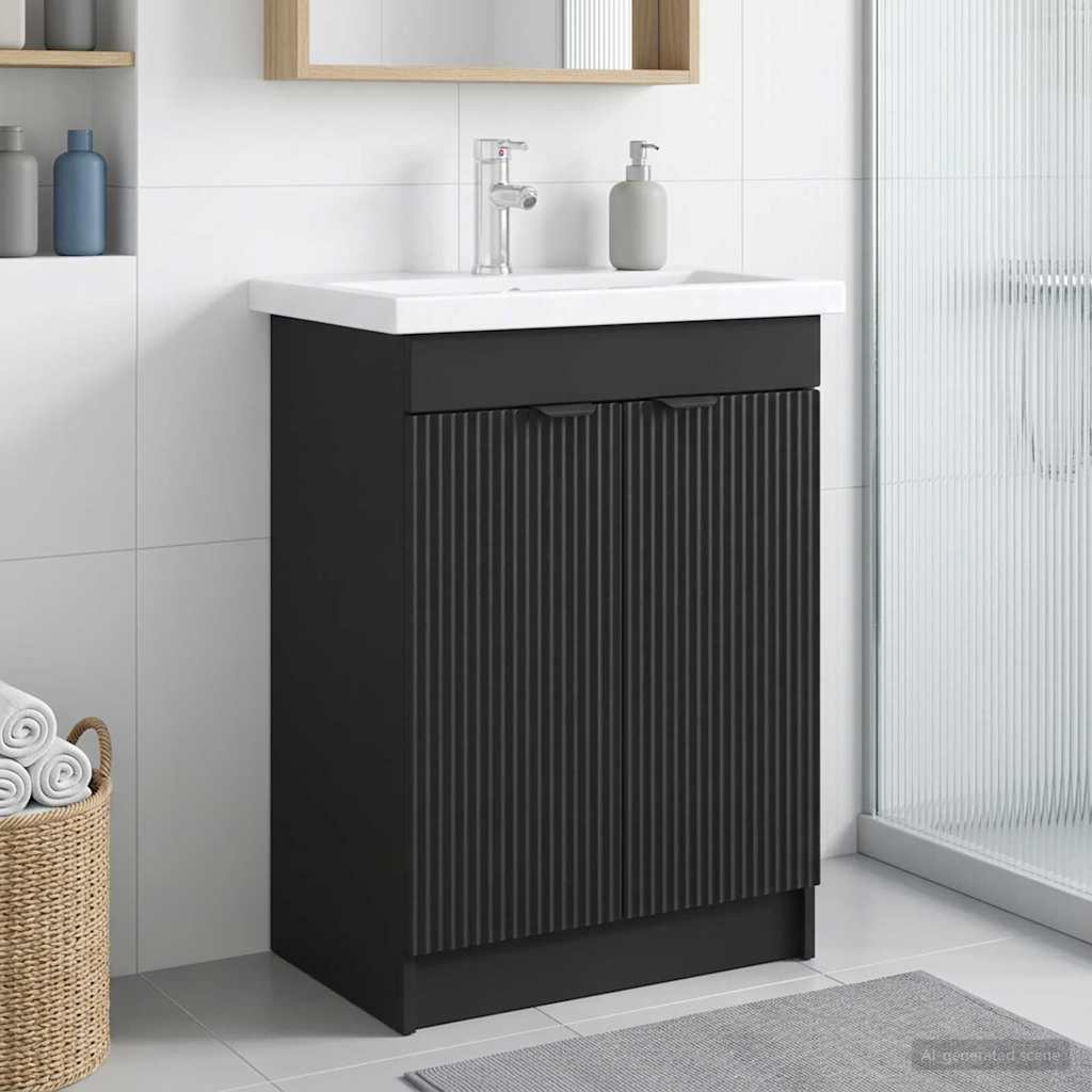 vidaXL Badkamer onder wastafel kast Wit 56 x 37,5 x 81 cm Bewerkt hout