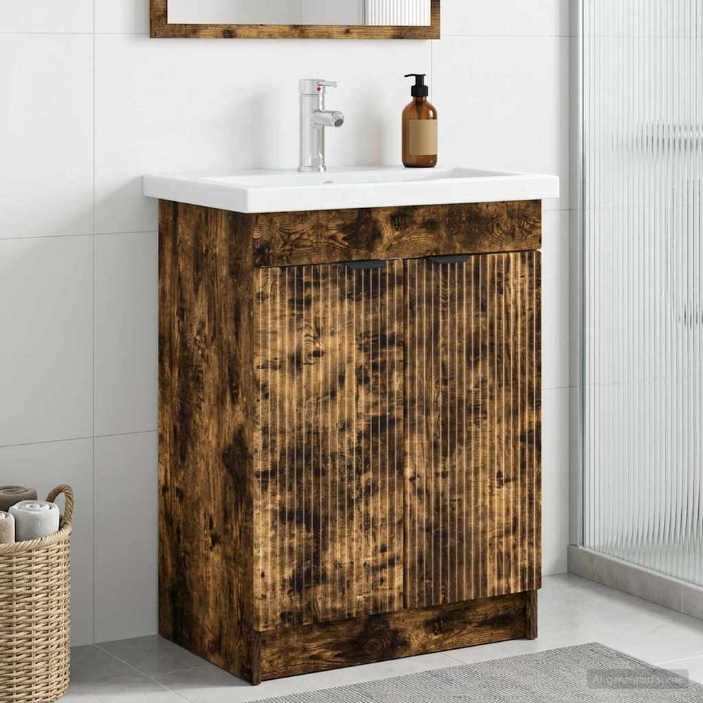 vidaXL Badkamer onder wastafel kast Wit 56 x 37,5 x 81 cm Bewerkt hout