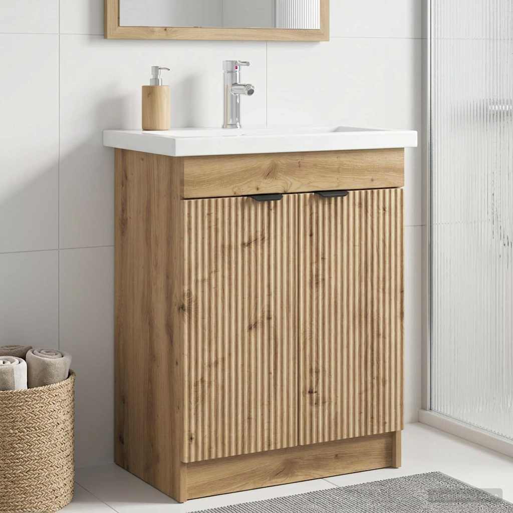 vidaXL Badkamer onder wastafel kast Wit 56 x 37,5 x 81 cm Bewerkt hout